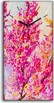 Produktbild von Wandbild Leinwand Bilder mit Uhr Geräuschlos 30x60 Aquarell Malerei Baum blätter - schwarze Hände