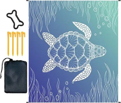 Productafbeelding van Famanu Strandlaken XXL - Zandafstotend, 200 x 200 cm, met een uniek schildpaddendesign