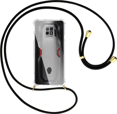 Produktbild von Handykette Backcover-Schutzhülle mit Band (Metall goldfarben) für ZTE nubia Red Magic 7 Pro (NX709J) - schwarz