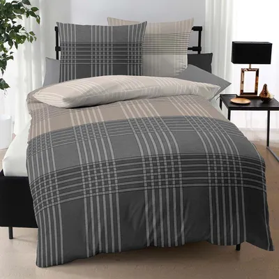 Produktbild von Kaeppel Biber Bettwäsche Zones 135x200 cm + 80x80 cm stein