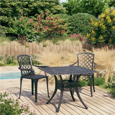 Image de Maison Exclusive - Ensemble de 3 pièces pour bistrot en fonte d'aluminium noire