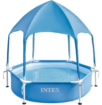 Produktbild von INTEX 28209NP - Metal Frame Pool mit Überdachung (183x38cm) mit Wassersprüher Kinderpool Planschbecken