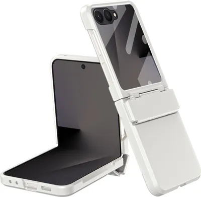 Produktbild von Handyhülle für Samsung Galaxy Z Flip 7 Scharnierschutz Hart Robuste Stoßfest Hülle mit Displayschutz Weiß