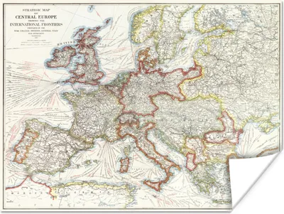 Produktbild von MuchoWow® Poster Karte - Europa - Jahrgang 80x60 cm - Kunst für zu Hause