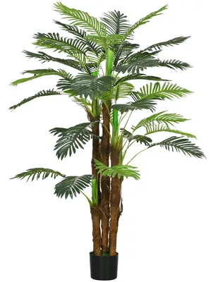Image de Kunstpalme - Arbre décoratif - 160 cm - Branches très réalistes - Fabriqué en plastique et en ciment - Livré avec un pot - Pour intérieur - Vert