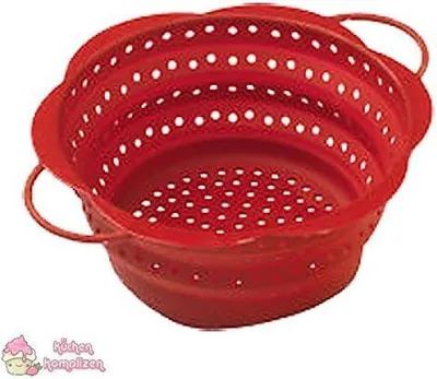 Produktbild von Kochblume Faltsieb L rot Silikon, Edelstahl 22930.04