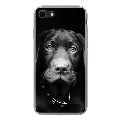 Produktbild von MuchoWow® Handyhülle Schutzhülle Hülle für iPhone 8 Hund - Leicht - Schwarz Silikon Softcase Handy Hülle - Schutzhaube