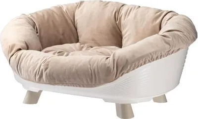 Obrázek produktu pro Pelíšek pro psy a kočky, plastový koš s polštářem, 73 x 55 x 32 cm, bílý, Ferplast