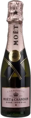 A mini bottle of Moët & Chandon Rosé Impérial champagne.