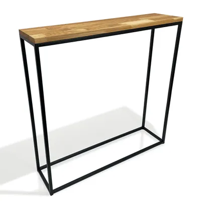 Produktbild von Schmaler Konsolentisch Schmal Beistelltisch, Flurtisch, Kleiner Ausstellungstisch, Sofatisch für kleinen Raum, für Eingang Flur Schwarz metall holz