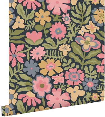 Productafbeelding van ESTAhome behang bloemetjes blauw, groen en roze 50 x 900 cm