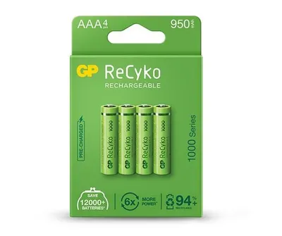 Zdjęcie produktu dla GP Batteries B21114, AAA, Niklowo-metalowo-wodorkowa (NiMH), 1,2 V, 4 szt., 950 mAh, Zielony