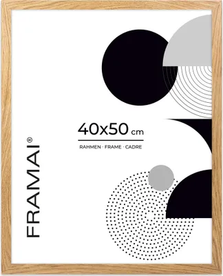 Obrázek produktu pro FRAMAI® obrazový rám 40x50 cm barva dub, MDF Ekologický rám s nerozbitným plexisklem, závěsem a stojanem