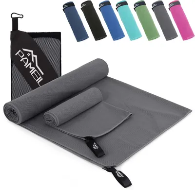 Produktbild von Set aus 2 Mikrofaser-Handtüchern für Sport und Reisen