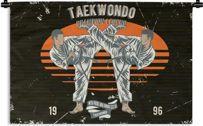 Produktbild von MuchoWow® Wandteppich Wandbehang Jahrgang - Sport - Taekwondo 90x60 cm Tapisserie Dekoration Wandtuch - Wandskulpturen - Bildteppich