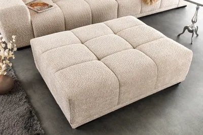 Produktbild von riess-ambiente Moderner Hocker ELEGANCIA 110cm champagner beige Bouclé Fußhocker Sitzhocker Sofahocker