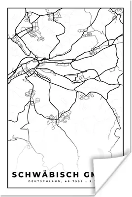 Produktbild von MuchoWow® Poster Schwäbisch Gmünd - Karte - Stadtplan 20x30 cm - Papierdruck