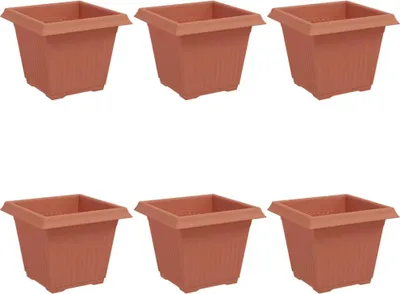 Produktbild von vidaXL Quadratischer Blumentopf 6 stk. Ziegelrot 20 x 20 x 16 cm