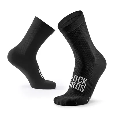 Image de ROCKBROS Road-to-Sky 1 paire de chaussettes de vélo Hommes Femmes Chaussettes de sport Vélo de course Respirantes Longues Chaussettes de course Multicolores Noir L