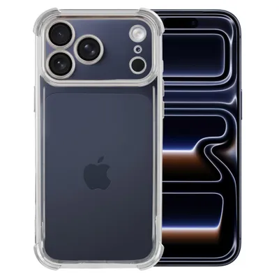 Produktbild von CLM-Tech Hülle kompatibel mit iPhone 17 PRO 6,3 Zoll - keine Vergilbung Stoßfeste Schutzhülle (4 luftgepolsterte Ecken in silber) - Transparente Handyhülle Anti-Kratzt Harte PC Rückseite (Durchsichtig)