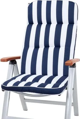 Produktbild von Auflage Hochlehner Alicante 2155 blau-weiß Blockstreifen 120x50x7 cm KETTtex Stegkissen
