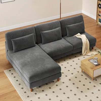 Obrázek produktu pro Rohová pohovka - Obývací pokoj s rohovou pohovkou - Pohodlná pohovka - Sedací souprava - Modulární systém - Dodatečná délka 256 cm - Ergonomické pohodlí