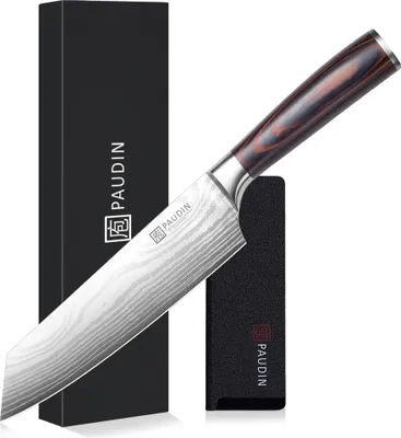 Produktbild von PAUDIN N18 Kiritsuke Kochmesser – 20 cm – Professionelles Küchenmesser – Damastmuster – Inklusive Messerschutz