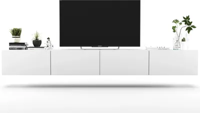 Produktbild von 2 Stk Hängende TV-Schrank 2 x Enjoy TV Loft Style Hängeschränke Hängend Modern Lindner Möbel 240cm x 30cm x 35cm Farbe: Weiß matt - Weiß matt