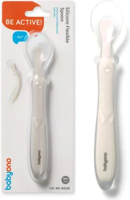 Zdjęcie produktu dla BABYONO Elastyczna silikonowa łyżeczka do karmienia beżowa
