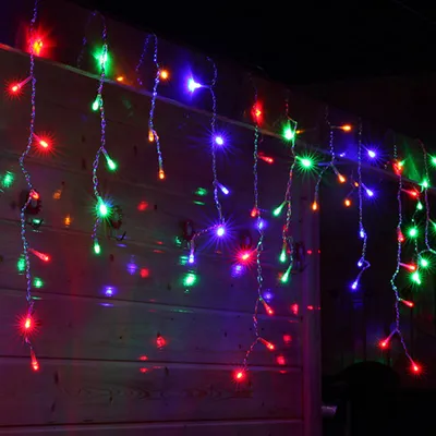 Produktbild von 3m LED Eiszapfen Lichtervorhang USB Lichterkette Wasserdicht Innen Weihnachten Party Fenster Deko, Bunt