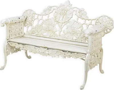 Produktbild von Casa Padrino Barock Gartenbank Cremeweiß 148 x H. 95 cm - Prunkvolle Gusseisen Garten Sitzbank - Gusseisen Gartenmöbel - Barock Garten Möbel - Garten Möbel im Barockstil