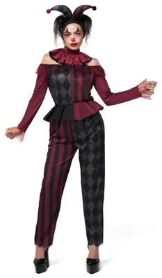 Produktbild von Halloween Clown Kostüm Damen groß, Narrenkostüm gruselig für Cosplay Party