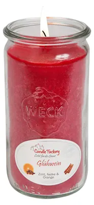 Productafbeelding van Kaarsenfabriek, kaars "Mini Jumbo", robijnrode geur, "Glühwein" (Glühwein), artikelnummer 307039