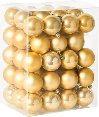 Produktbild von BELIANI Weihnachtskugel Set 60-teilig Gold Kunststoff Plastik Matt Glänzend Traditionell Klassisch Weihnachtsdeko Weihnachtsbaumschmuck