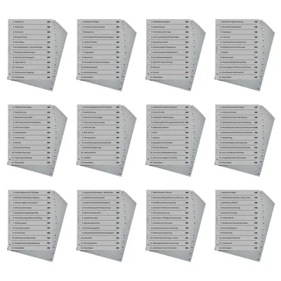Produktbild von europrotokoll 12er Komplett-Set Ordnerregister für Ordnung in allen Bereichen wie z.B. Gesundheit, Finanzen, Eigenheim, Haustiere, Immobilien, Kfz etc