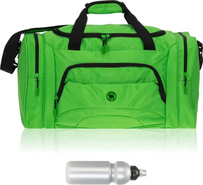 Produktbild von Sporttasche Damen Herren Elephant Color Big 55 cm 40 L Nassfach Reisetasche Sport Fitness Sauna Tasche groß Handgepäck 1296 Grün (Grasgrün) + Trinkflasche