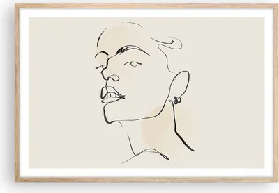 Produktbild von Gerahmtes Poster - Rahmen in heller Eiche - Minimalismus Porträt Linie - 91,5x61 cm - Wand Bild - Wanddeko - Wandbilder - Kunstposter - Wandposter - Bilderrahmen - Bilder - Kunstdruck P2NAA91x61-4815