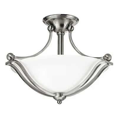 Zdjęcie produktu dla Lampa wisząca Bolla szczotkowany nikiel 2xE27x60W szkło wym:35,6x48,9x48,9cm IP20 Hinkley