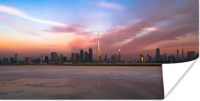 Produktbild von MuchoWow® Poster Skyline von Dubai bei Sonnenuntergang 120x60 cm - Bild
