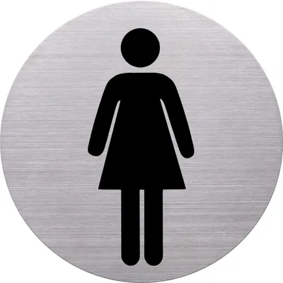 Produktbild von helit H6271000 - Piktogramm WC Damen, Ø115 mm, selbstklebend mit Klebepad, Edelstahl