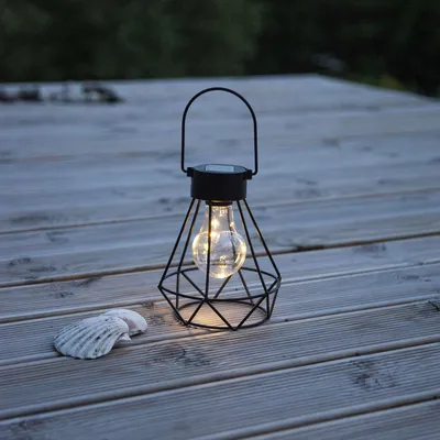 LED Solar Laterne 'Eddy' - 5 warmweiße LED - H: 15,5cm - Dämmerungssensor - schwarz