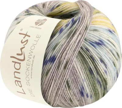 Produktbild von Lana Grossa - Landlust die Sockenwolle 0511 ecru vanille minttürkis taupe graugrün jeansblau gestreift