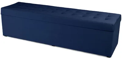 Obrázok produktu pre MG Design, taburetka s úložným priestorom, tmavomodrá, 45x160 cm - úložný priestor 190 litrov, nosnosť do 300 kg, jemná a lesklá, ľahko sa udržiava, vhodná do obývačky a predsiene