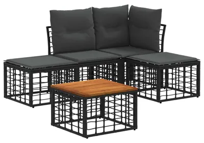 Produktbild von vidaXL Outdoor-Sofagarnitur 5 pcs Schwarz und Dunkelgrau Polyester