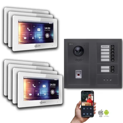 Image de Interphone vidéo Goliath IP : 7 pouces, maison individuelle, reconnaissance d'empreintes digitales, écran, anthracite : 7 pouces, blanc : boîtier en saillie, couleur de l'écran : 7 pouces, blanc, montage : boîtier en saillie