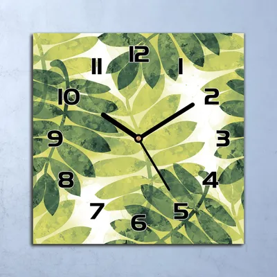 Produktbild von Wanduhr Echt-Glas-Küchenuhr Vogelbeerblätter Quarz Lautlos 30x30 Deko Bilder