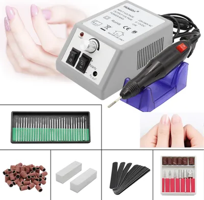 Image de Yakimz Fraises à ongles électriques Manucure Pédicure Fraises Lime Set Nailart Fraises professionnelles Pierres à aiguiser Ponceuses diamantées Lime à ongles Appareil de pédicure Gris