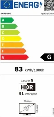 Produktbild von Samsung Series 6 QE43Q60T, 109,2 cm (43"), 3840 x 2160 Pixel, QLED, Smart-TV, WLAN, Schwarz
