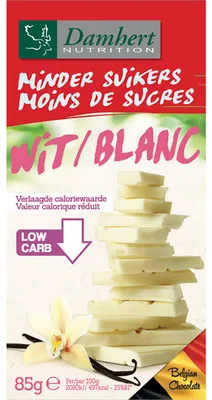 Produktbild von Damhert Weisse Schokolade weniger Zucker 85g