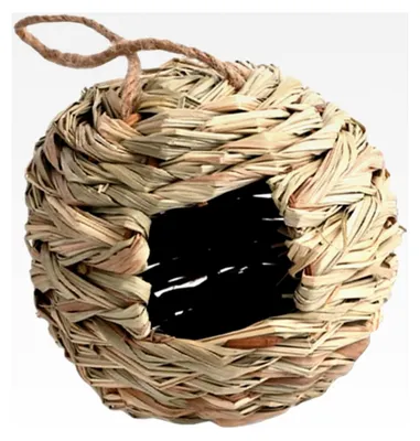 Produktbild von Handgewebtes Vogelhaus aus Gras, 2 Stück, natürliches Nest für Kleinvögel, Brutstätte und Dekoration für Garten und Terrasse